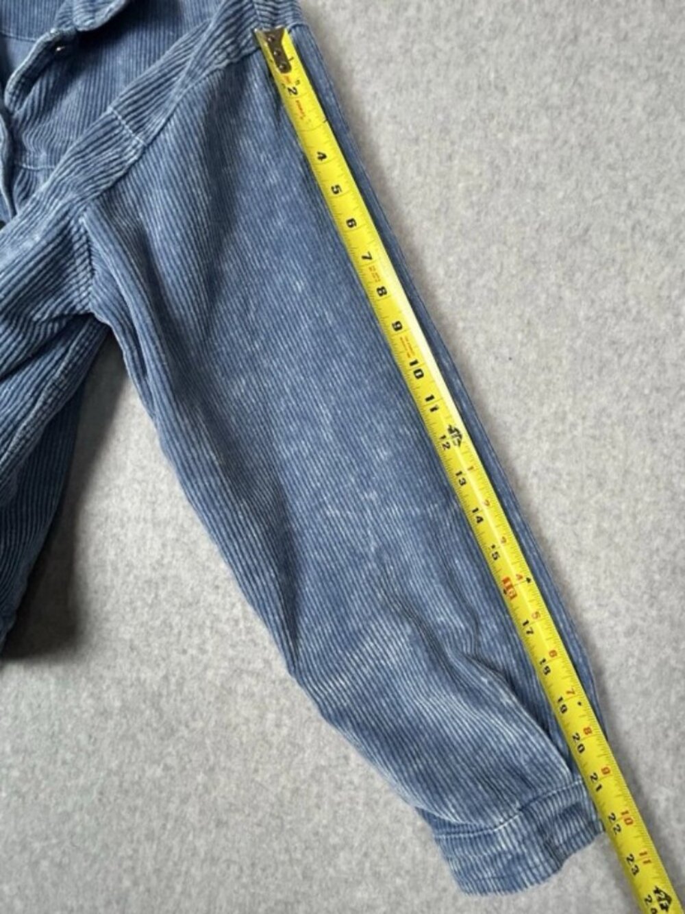 POL Corduroy Jacket Raw Hem Ripped Distressed Light Blue Casual Button Front M - Picture 13 of 13